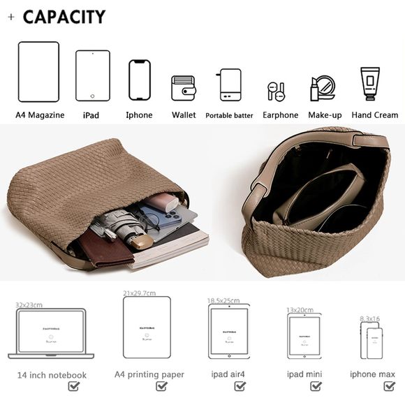 Boston Bag Woven Vegan Leather Handbags Female Satchel Messenger Bag :> - Picture 4 of 9